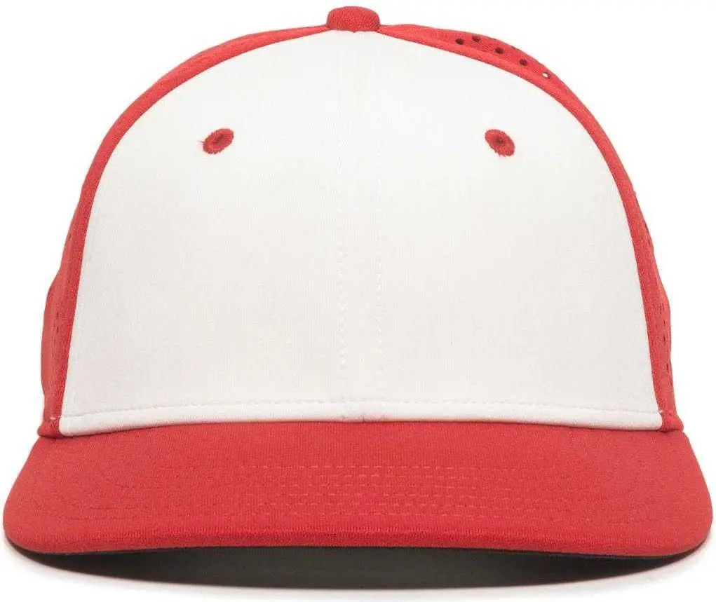 OC Sports AIR25 Flexible Fitting Cap - White Red Red