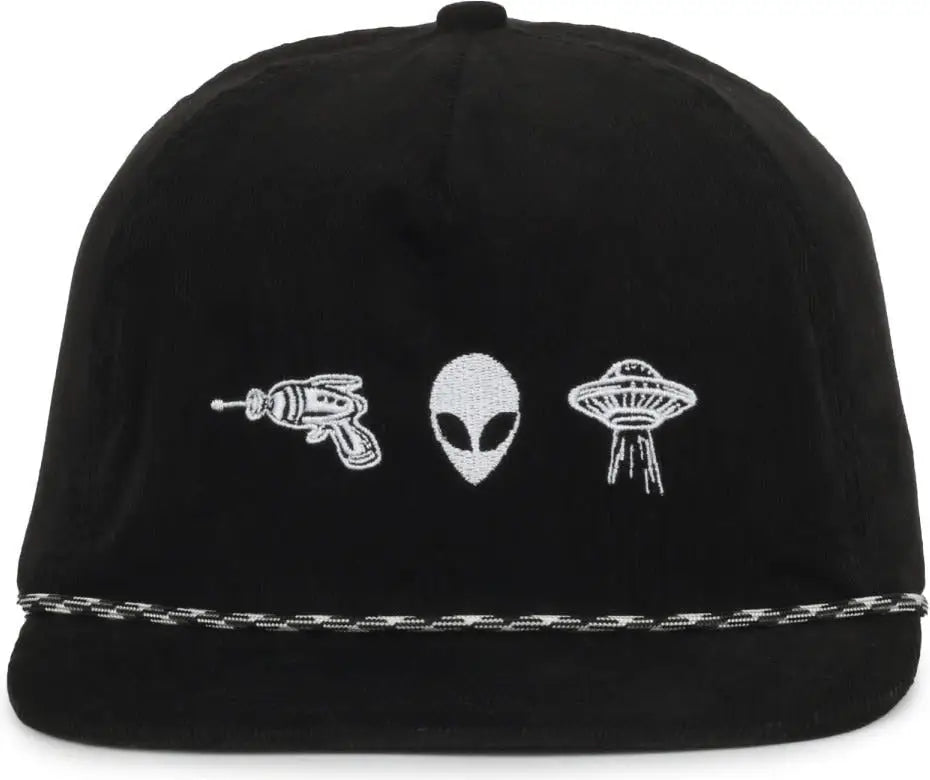 OC Sports ALIEN02 Mid Crown Dad Cap - Black - Black / 6 7/8’’ - 7 1/2’’