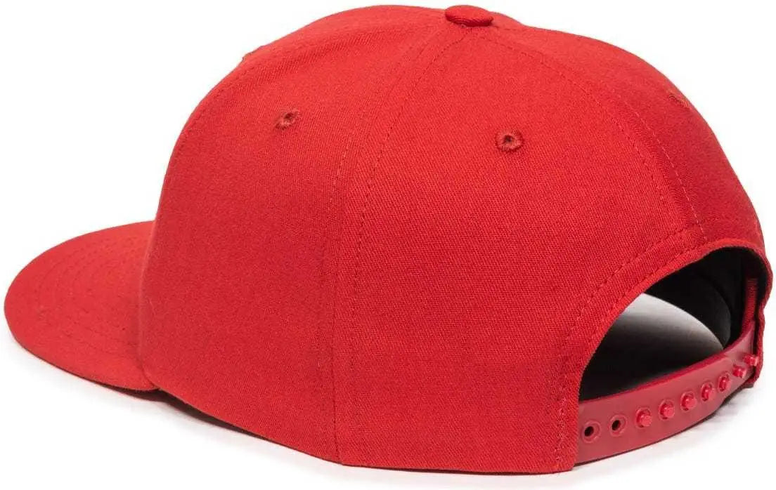 OC Sports AM-101 USA Made Solid Back Cap - Red - Red / 6 7/8’’ - 7 1/2’’