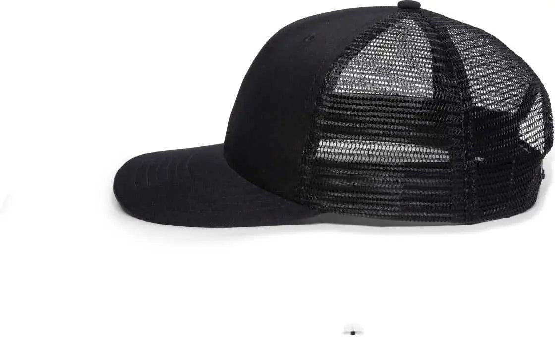 OC Sports AM-101M USA Made Mesh Back Cap - Black - Black / 6 7/8’’ - 7 1/2’’