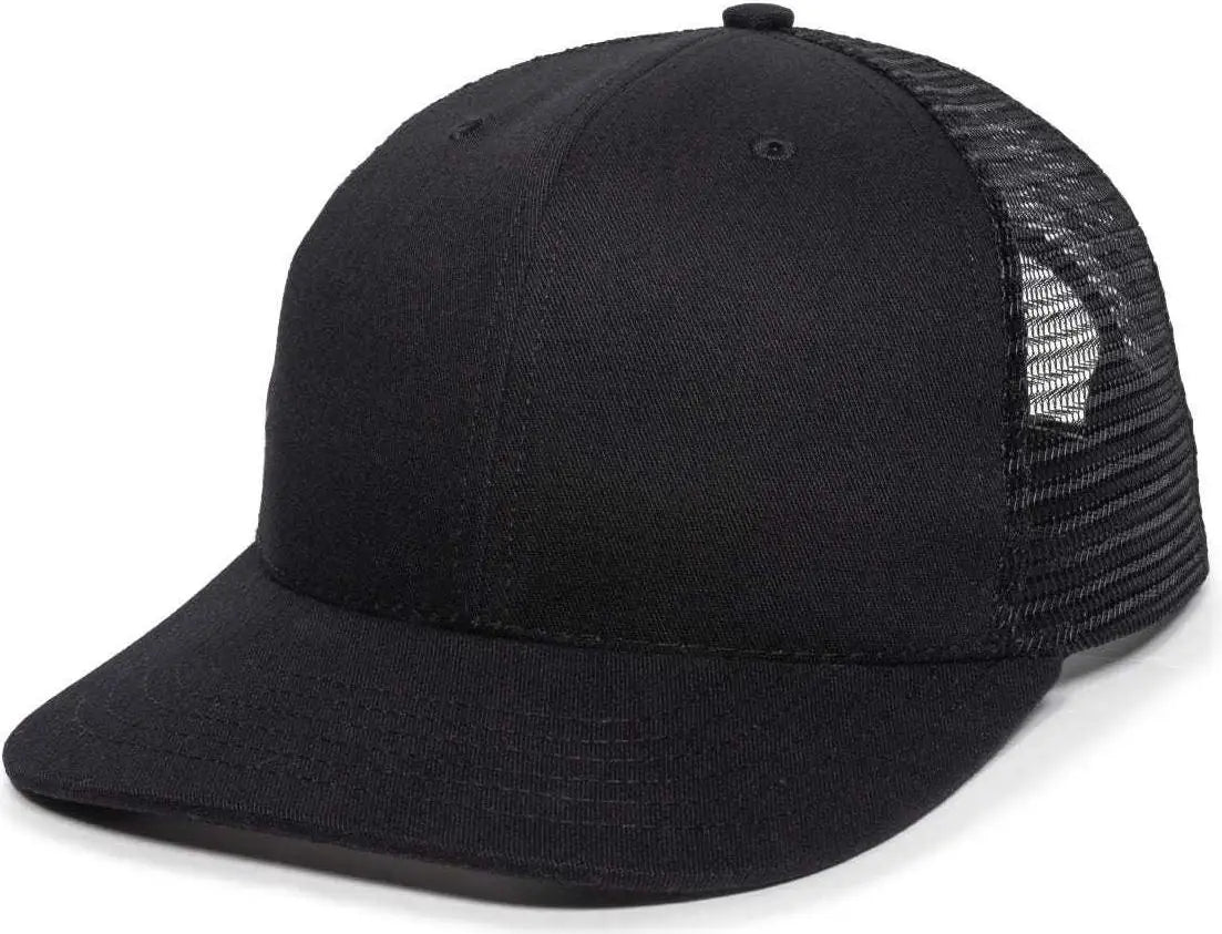 OC Sports AM-101M USA Made Mesh Back Cap - Black - Black / 6 7/8’’ - 7 1/2’’