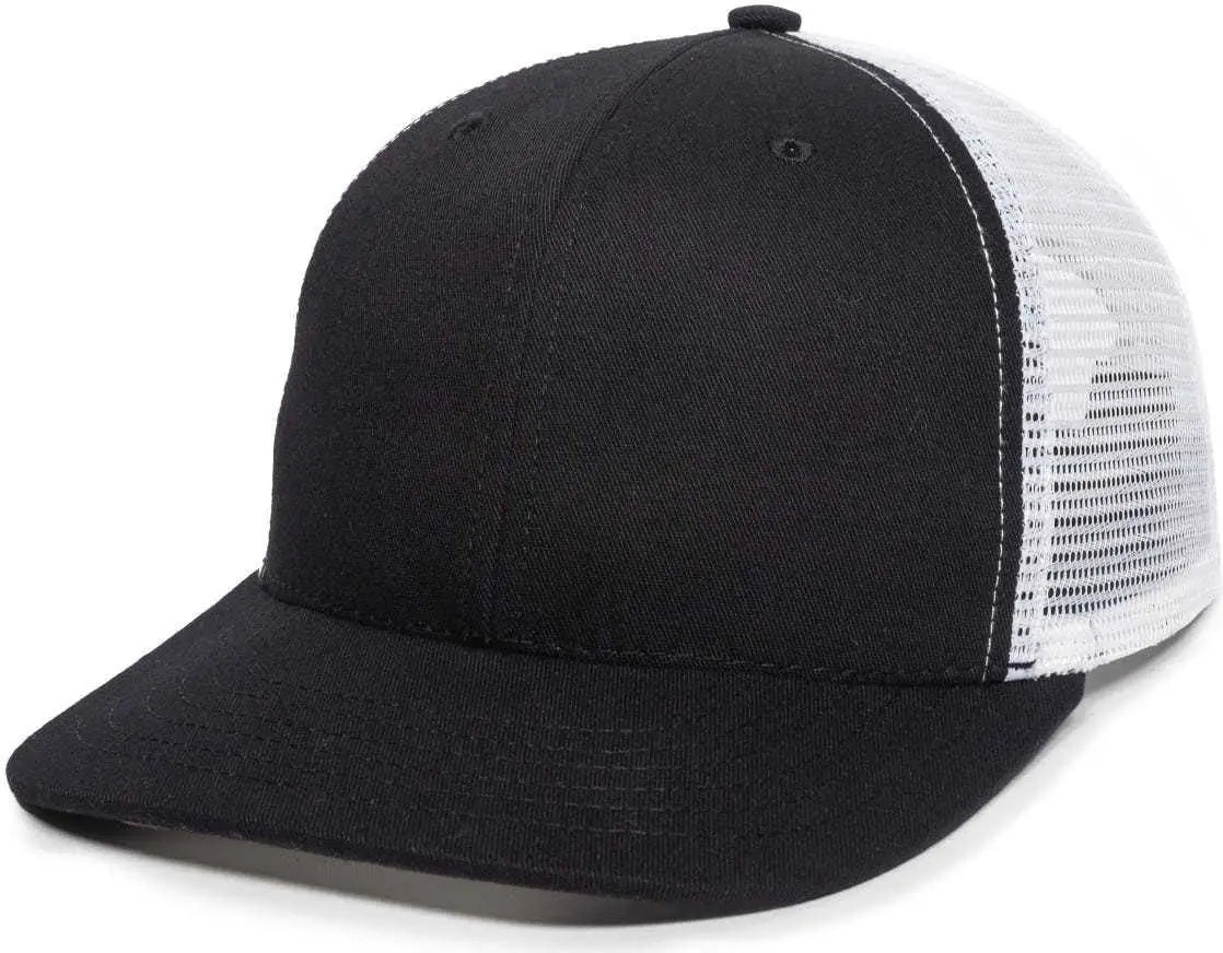 OC Sports AM-101M USA Made Mesh Back Cap - Black White - Black White / 6 7/8’’ - 7 1/2’’