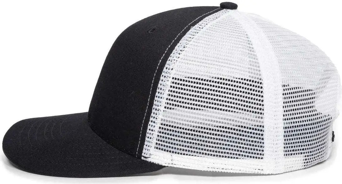 OC Sports AM-101M USA Made Mesh Back Cap - Black White - Black White / 6 7/8’’ - 7 1/2’’
