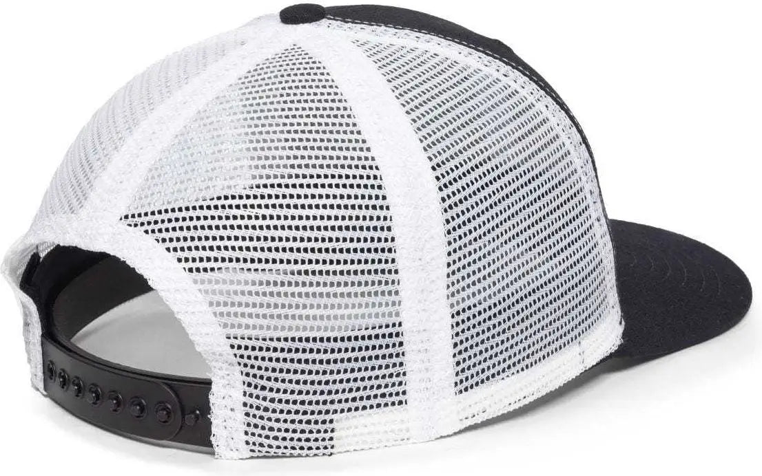 OC Sports AM-101M USA Made Mesh Back Cap - Black White - Black White / 6 7/8’’ - 7 1/2’’