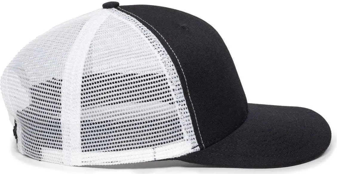 OC Sports AM-101M USA Made Mesh Back Cap - Black White - Black White / 6 7/8’’ - 7 1/2’’