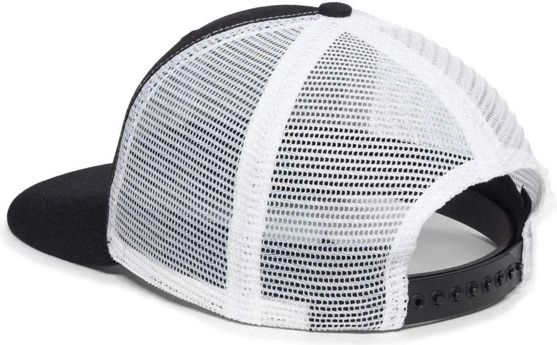 OC Sports AM-101M USA Made Mesh Back Cap - Black White - Black White / 6 7/8’’ - 7 1/2’’