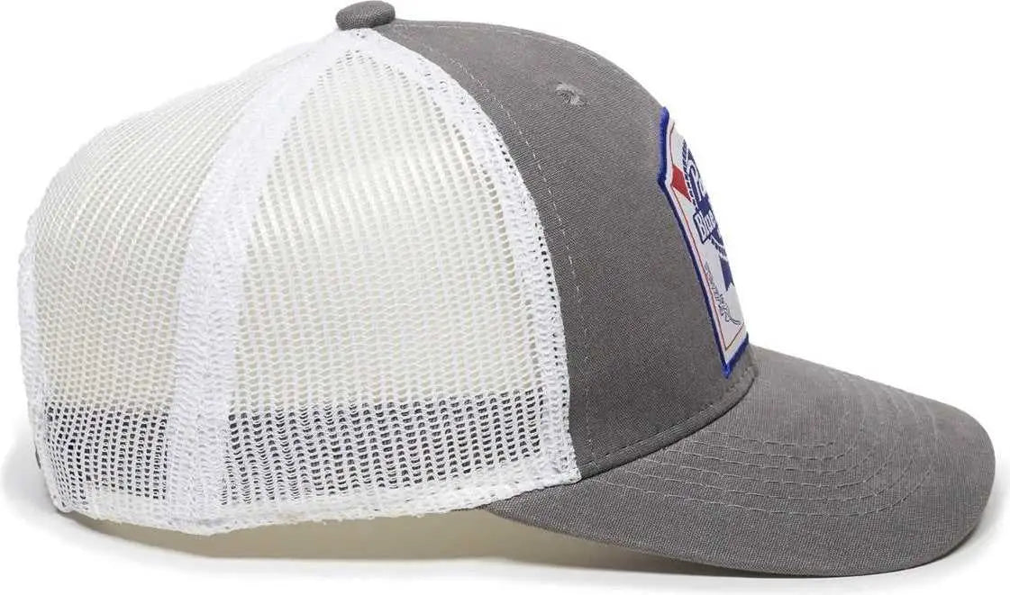 OC Sports BEER-024 Pabst Caps - Dark Gray White - Dark Gray White / 6 7/8’’ - 7 1/2’’