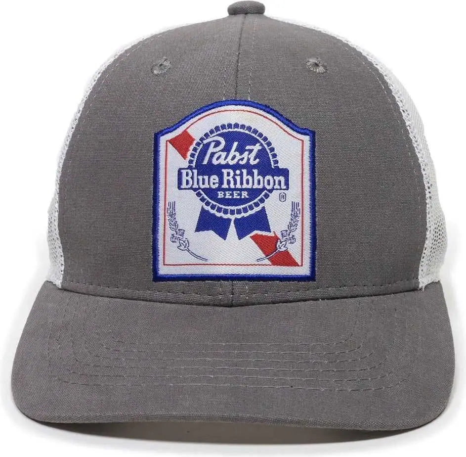 OC Sports BEER-024 Pabst Caps - Dark Gray White - Dark Gray White / 6 7/8’’ - 7 1/2’’