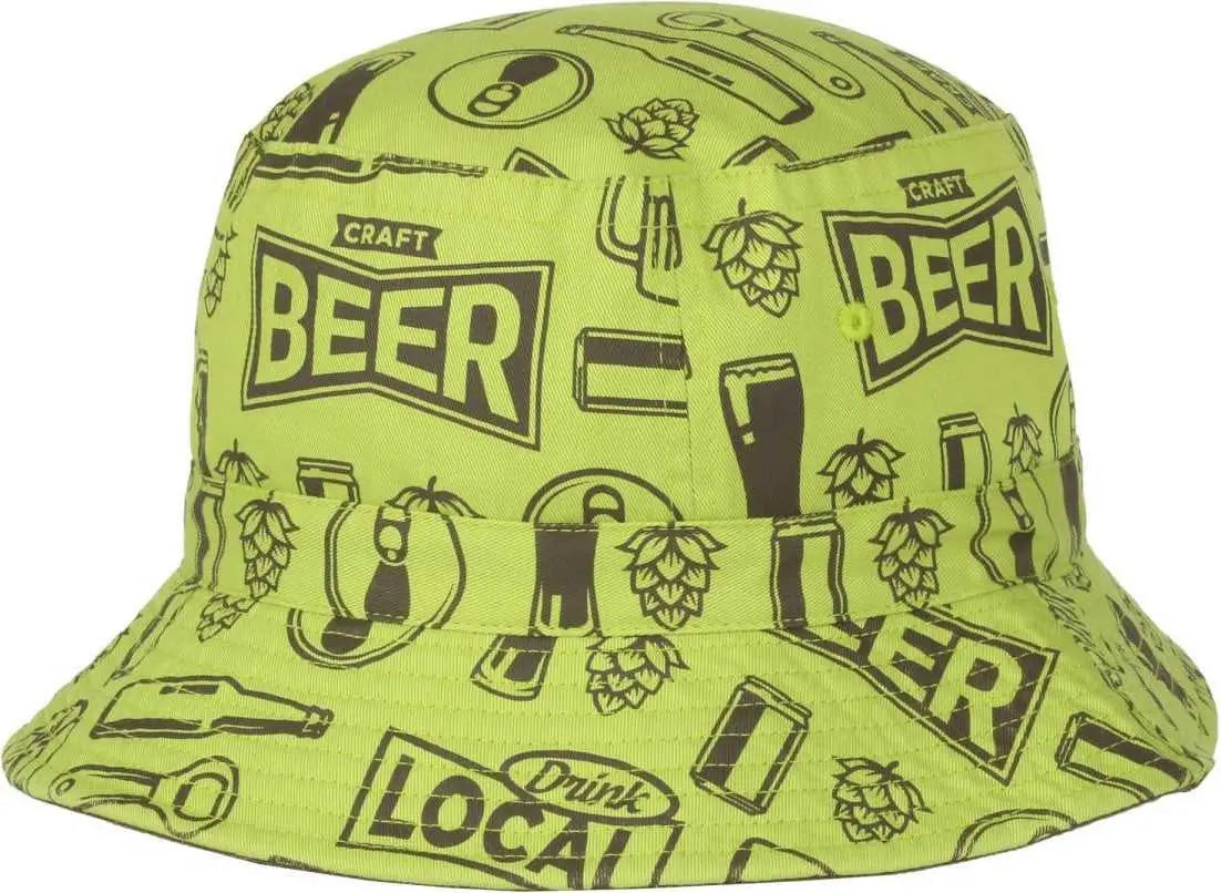 OC Sports BEER-031 Pabst Bucket Hat - Lime - Lime / 6 7/8’’ - 7 1/2’’