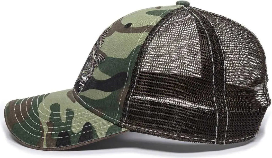 OC Sports BON-022 Fishing Adjustable Mesh Back Cap - Generic Camo Brown - Green Brown / 6 7/8’’ - 7 1/2’’