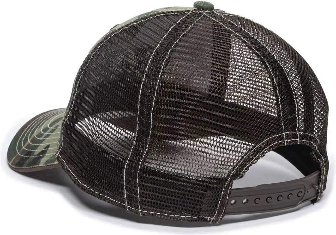 OC Sports BON-022 Fishing Adjustable Mesh Back Cap - Generic Camo Brown - Green Brown / 6 7/8’’ - 7 1/2’’