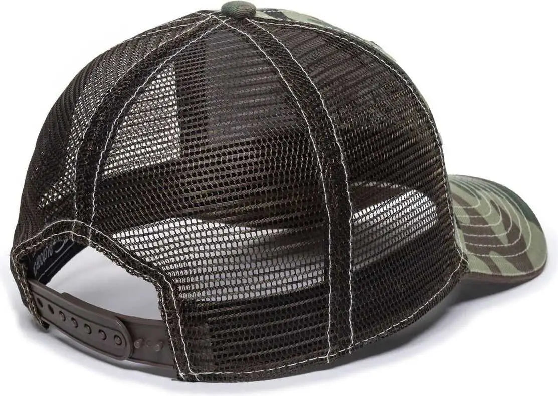 OC Sports BON-022 Fishing Adjustable Mesh Back Cap - Generic Camo Brown - Green Brown / 6 7/8’’ - 7 1/2’’
