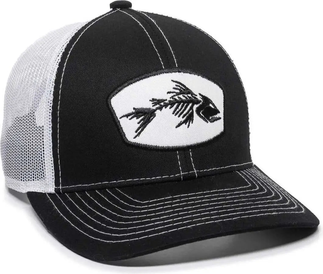 OC Sports BON-200 Bone Collection Mesh Back Cap - Black White - Black White / 6 7/8’’ - 7 1/2’’