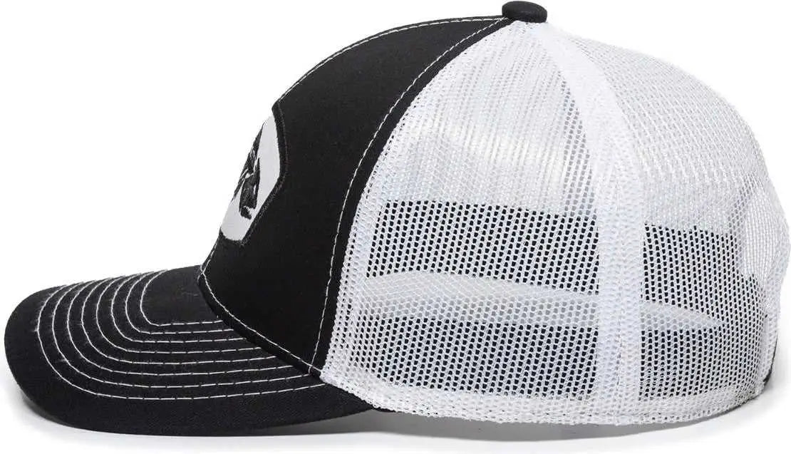 OC Sports BON-200 Bone Collection Mesh Back Cap - Black White - Black White / 6 7/8’’ - 7 1/2’’