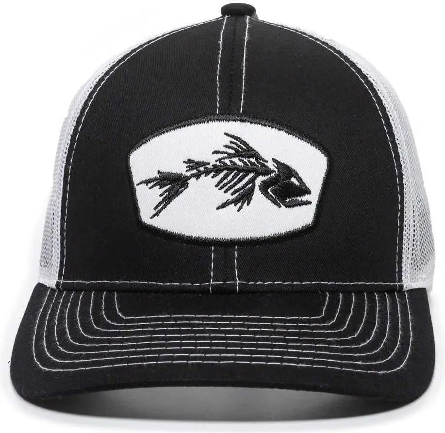 OC Sports BON-200 Bone Collection Mesh Back Cap - Black White - Black White / 6 7/8’’ - 7 1/2’’