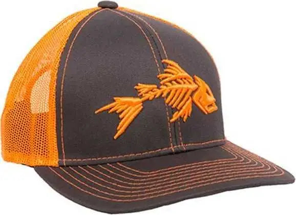OC Sports BON-800 Fishing Adjustable Mesh Back Cap - Charcoal Neon Orange - Dark Gray Orange / 6 7/8’’ - 7 1/2’’
