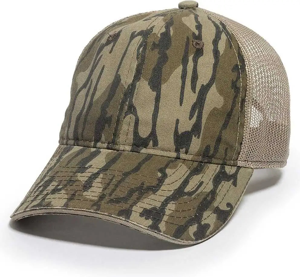 OC Sports CGWM-301 Adjustable Mesh Back Cap - Mossy Oak Original Bottomland Khaki - Mossy Oak Khaki / OSFM