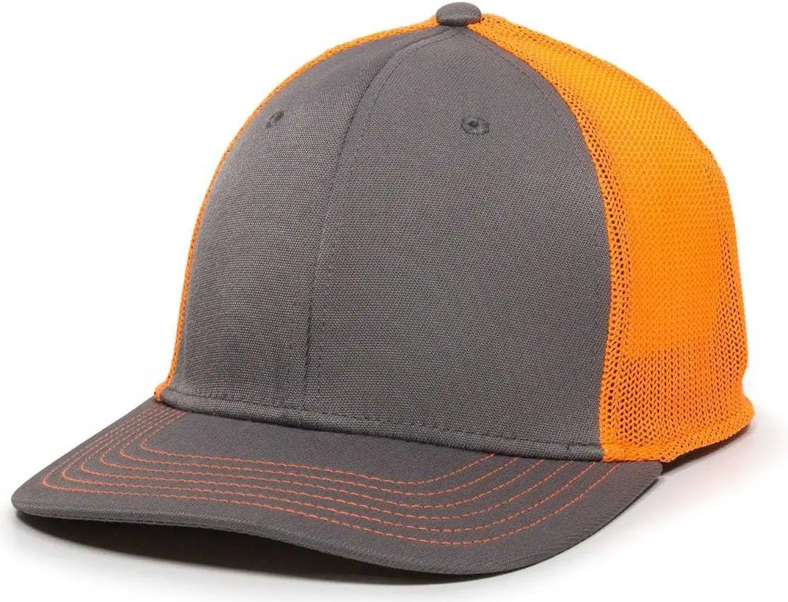 OC Sports CT120M Extra-flexible Slight Pre-curved Visor - Graphite Neon Orange