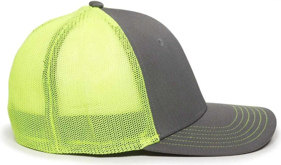 OC Sports CT120M Extra-flexible Slight Pre-curved Visor - Graphite Neon Yellow