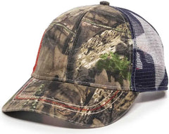OC Sports CWF-400M Adjustable Mesh Back Cap - Mossy Oak Break-Up Country Texas Flag - Mossy Oak Break-Up Country Texas