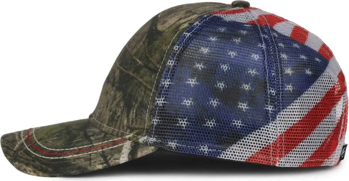OC Sports CWF-400M Adjustable Mesh Back Cap - Mossy Oak Country DNA American Flag - Mossy Oak / OSFM