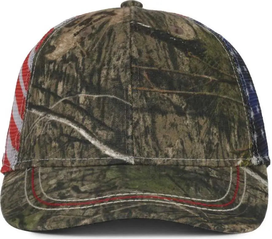 OC Sports CWF-400M Adjustable Mesh Back Cap - Mossy Oak Country DNA American Flag - Mossy Oak / OSFM