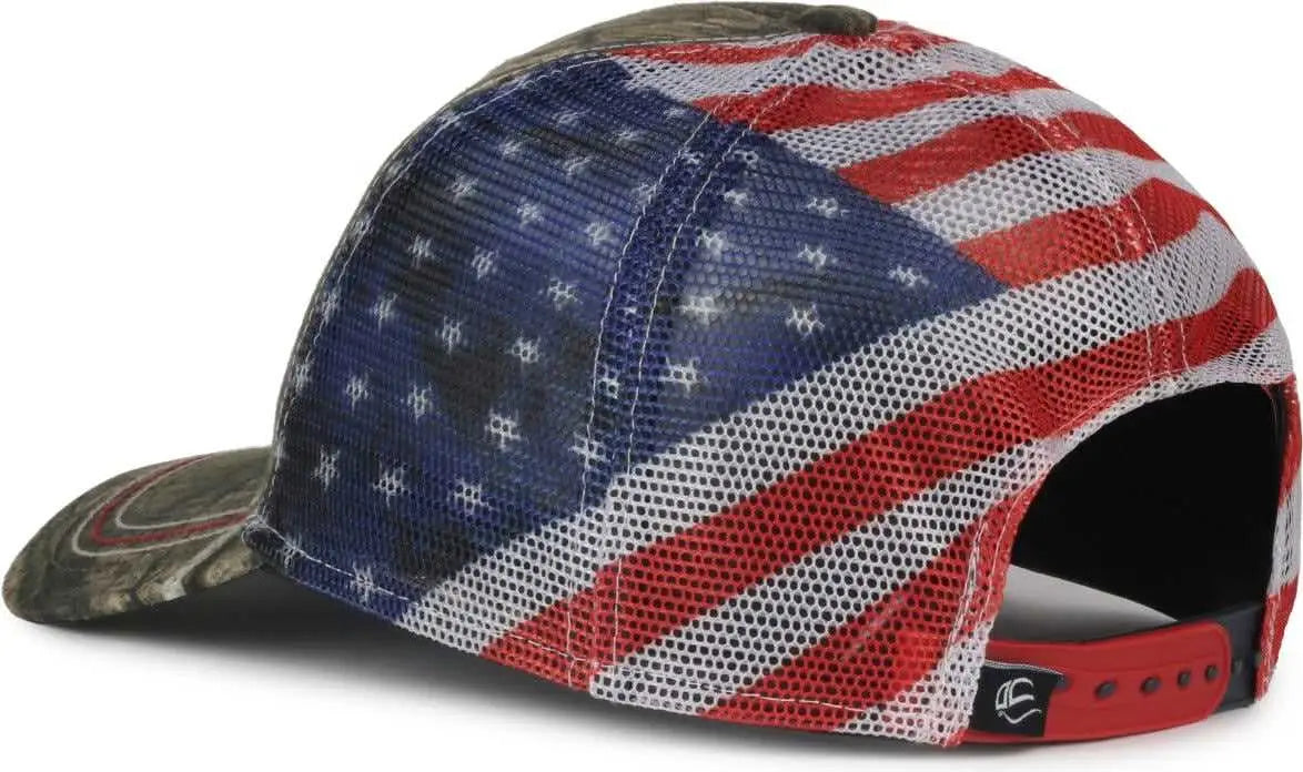OC Sports CWF-400M Adjustable Mesh Back Cap - Mossy Oak Country DNA American Flag - Mossy Oak / OSFM