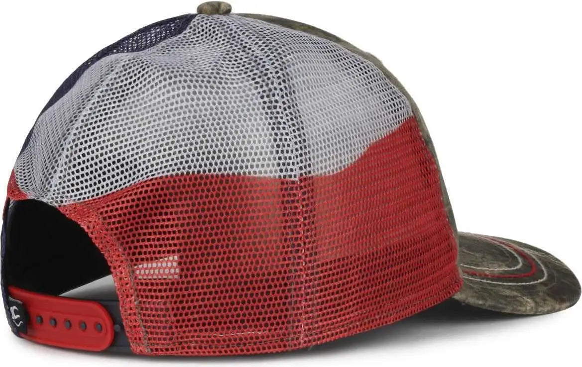 OC Sports CWF-400M Adjustable Mesh Back Cap - Mossy Oak Country DNA Texas Flag - Mossy Oak / OSFM