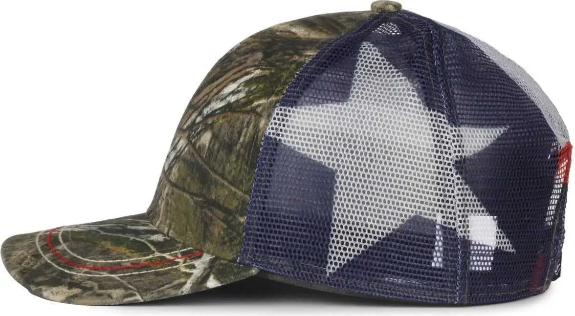 OC Sports CWF-400M Adjustable Mesh Back Cap - Mossy Oak Country DNA Texas Flag - Mossy Oak / OSFM