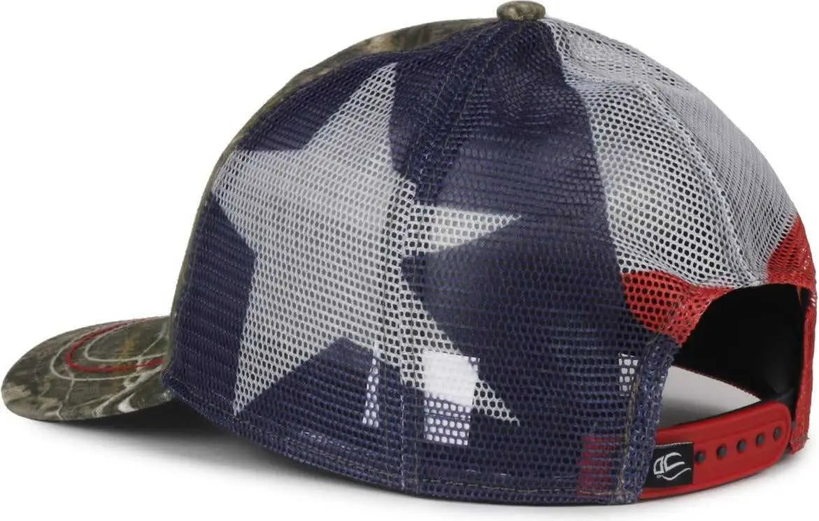 OC Sports CWF-400M Adjustable Mesh Back Cap - Mossy Oak Country DNA Texas Flag - Mossy Oak / OSFM