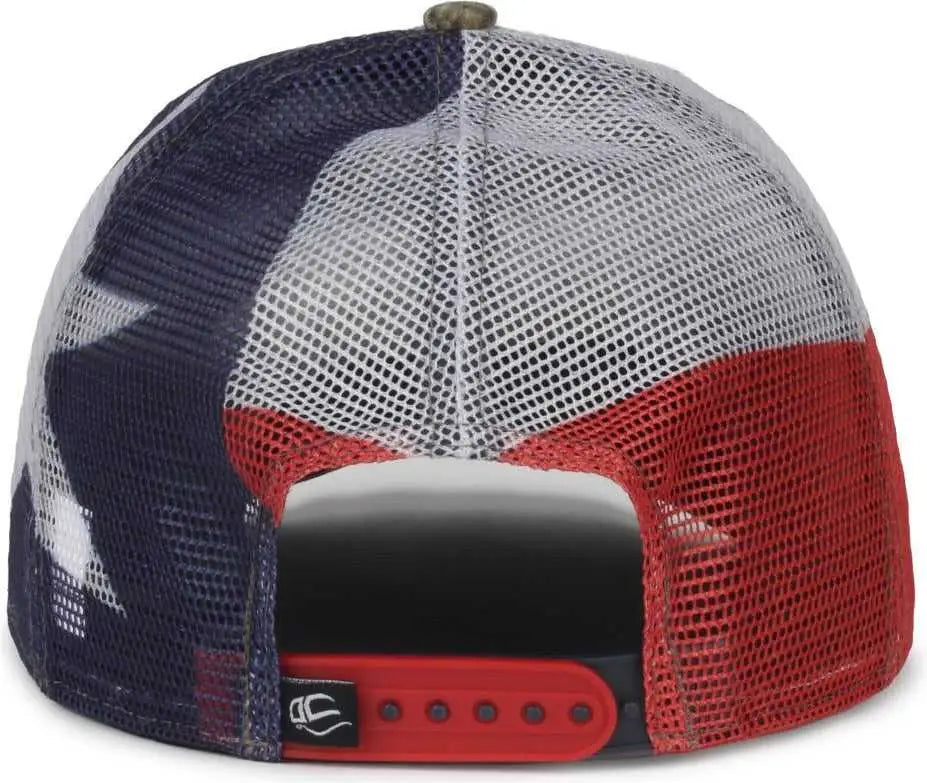 OC Sports CWF-400M Adjustable Mesh Back Cap - Mossy Oak Country DNA Texas Flag - Mossy Oak / OSFM
