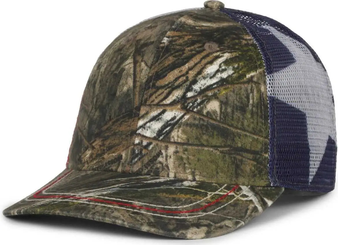 OC Sports CWF-400M Adjustable Mesh Back Cap - Mossy Oak Country DNA Texas Flag - Mossy Oak / OSFM