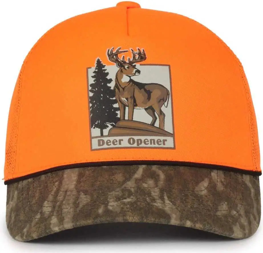 OC Sports DEER01 Deer Design Cap - Blaze Mossy Oak Bottomland - Blaze Mokky Oak / 6 7/8’’ - 7 1/2’’