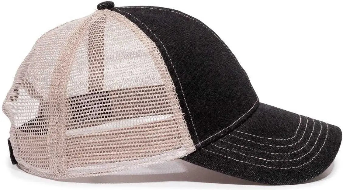 OC Sports DN-200M Adjustable Mesh Back Cap - Black Denim Putty - Black Sand / 6 7/8’’ - 7 1/2’’