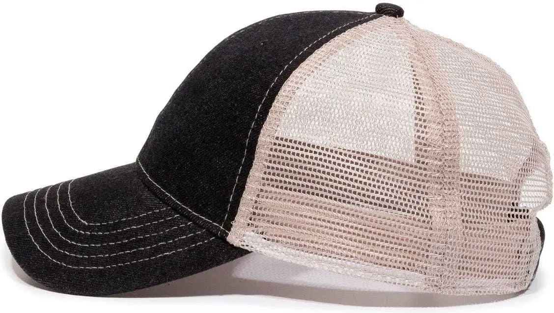OC Sports DN-200M Adjustable Mesh Back Cap - Black Denim Putty - Black Sand / 6 7/8’’ - 7 1/2’’