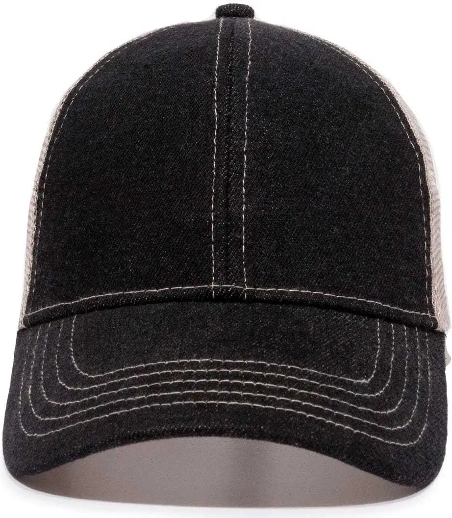 OC Sports DN-200M Adjustable Mesh Back Cap - Black Denim Putty - Black Sand / 6 7/8’’ - 7 1/2’’