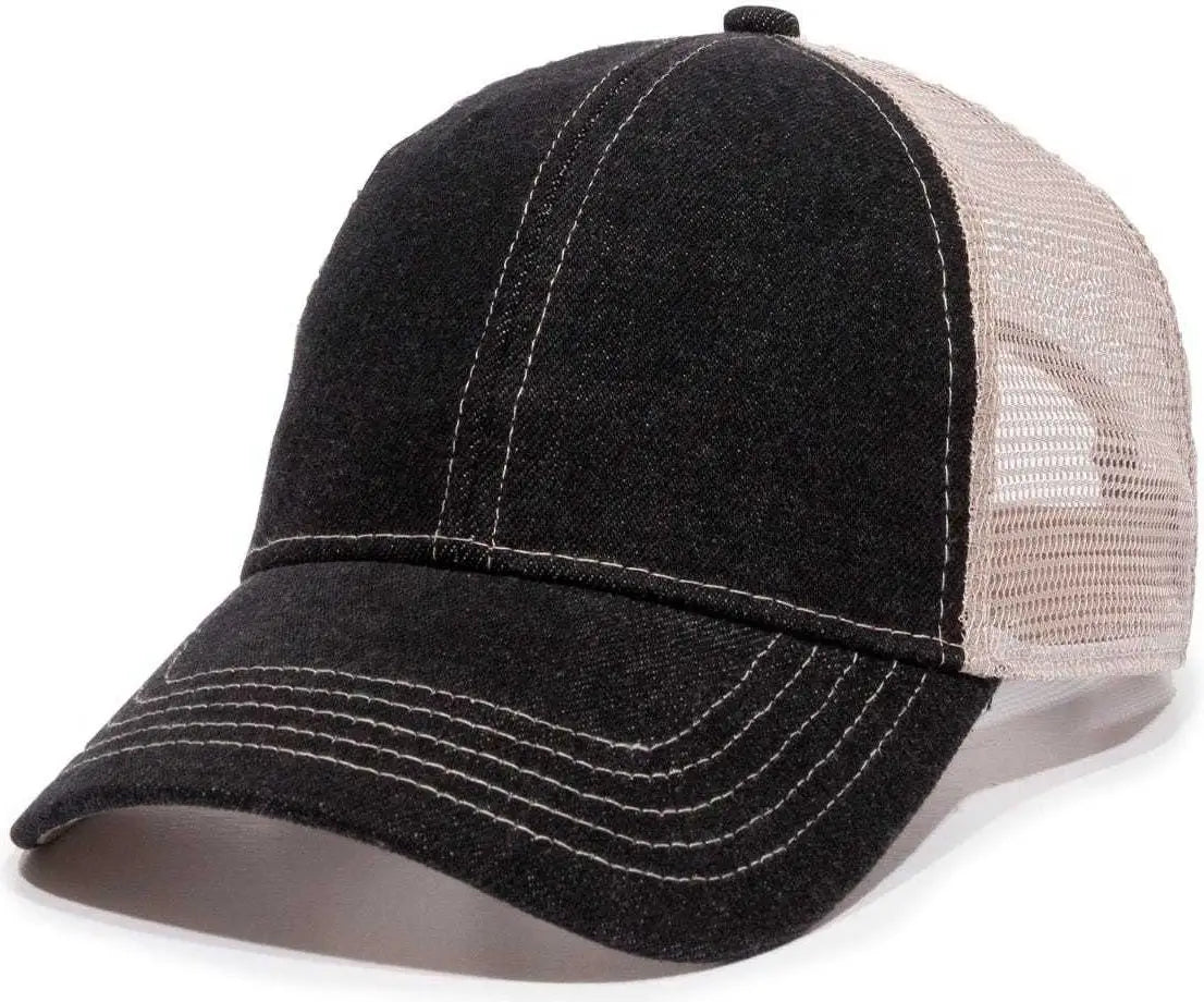OC Sports DN-200M Adjustable Mesh Back Cap - Black Denim Putty - Black Sand / 6 7/8’’ - 7 1/2’’