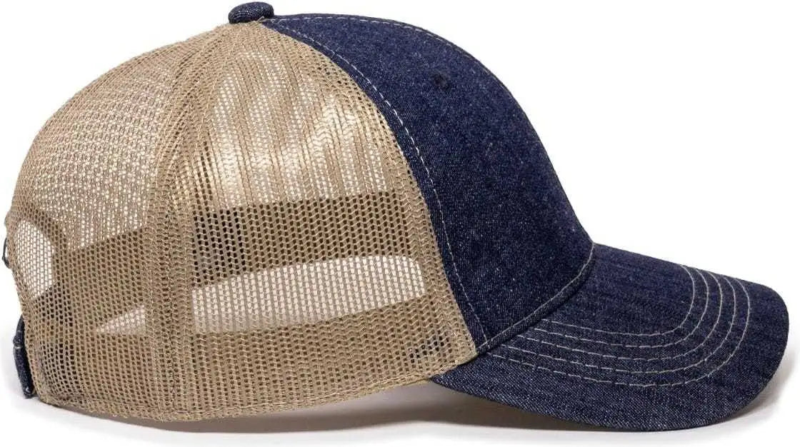 OC Sports DN-200M Adjustable Mesh Back Cap - Blue Denim Khaki - Blue Khaki / 6 7/8’’ - 7 1/2’’