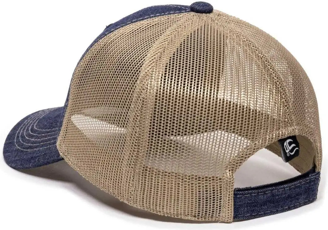 OC Sports DN-200M Adjustable Mesh Back Cap - Blue Denim Khaki - Blue Khaki / 6 7/8’’ - 7 1/2’’