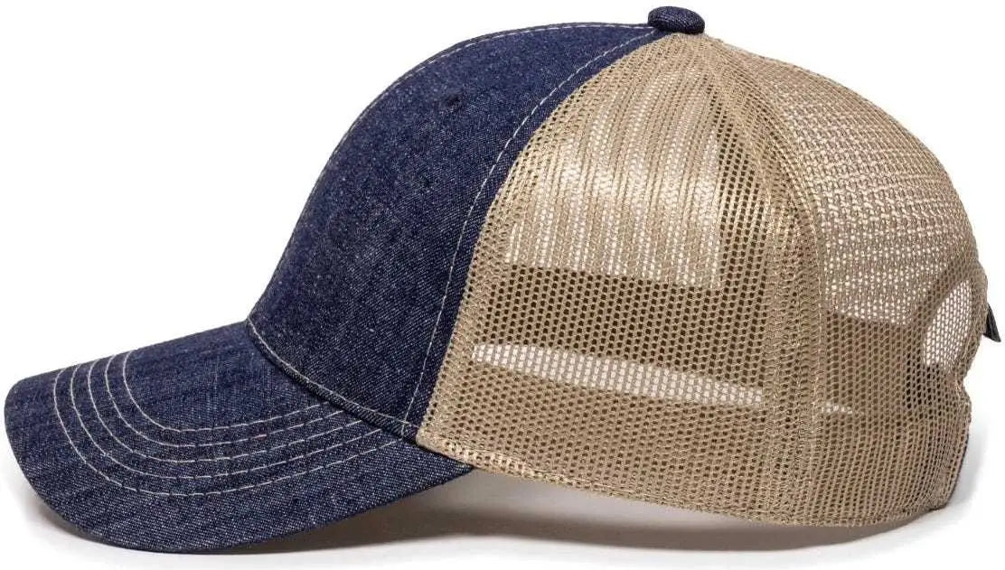 OC Sports DN-200M Adjustable Mesh Back Cap - Blue Denim Khaki - Blue Khaki / 6 7/8’’ - 7 1/2’’