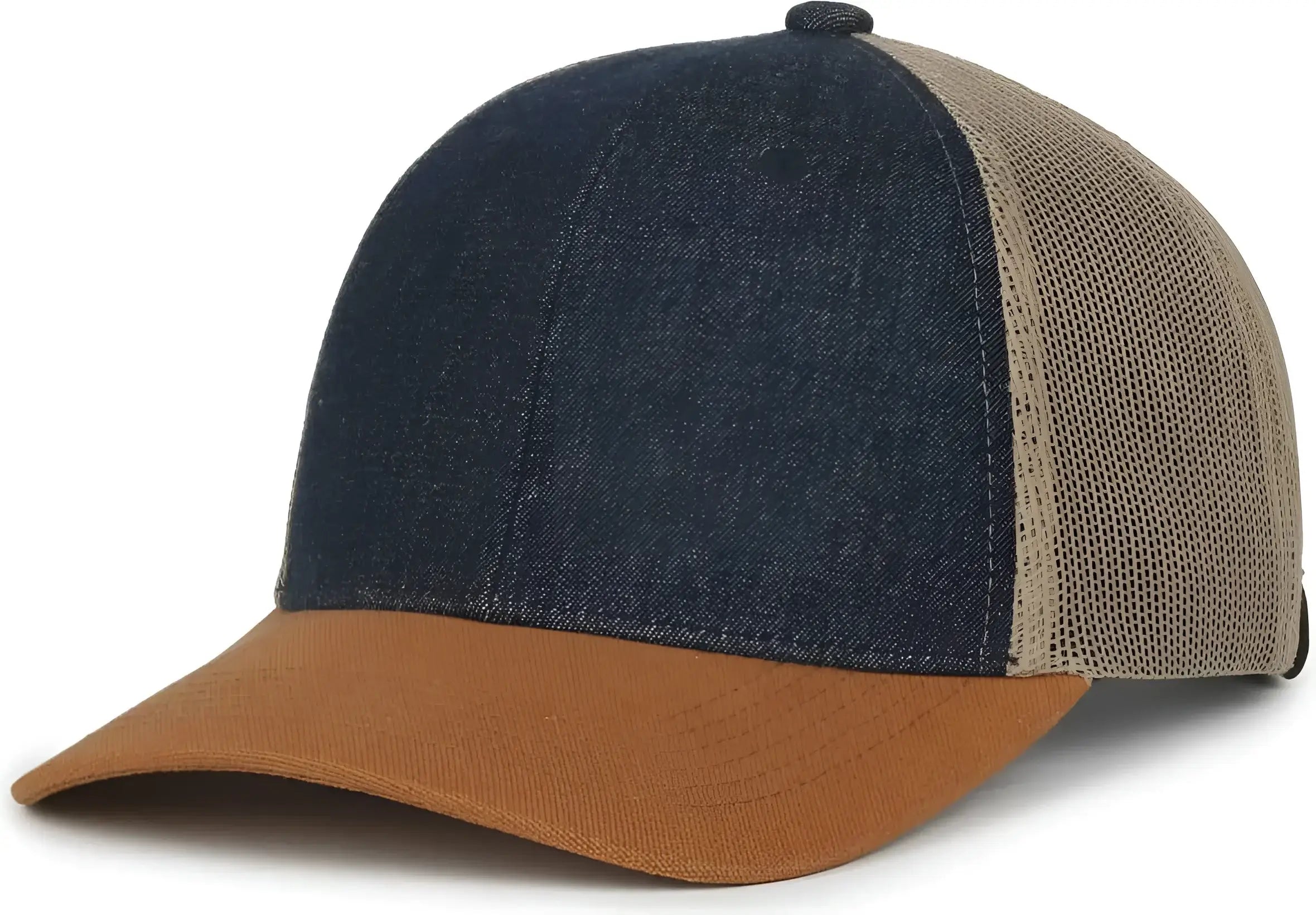 OC Sports FFA-DNM FFA Denim Trucker Cap - Dark Blue Khaki Brown - Brown / OSFM