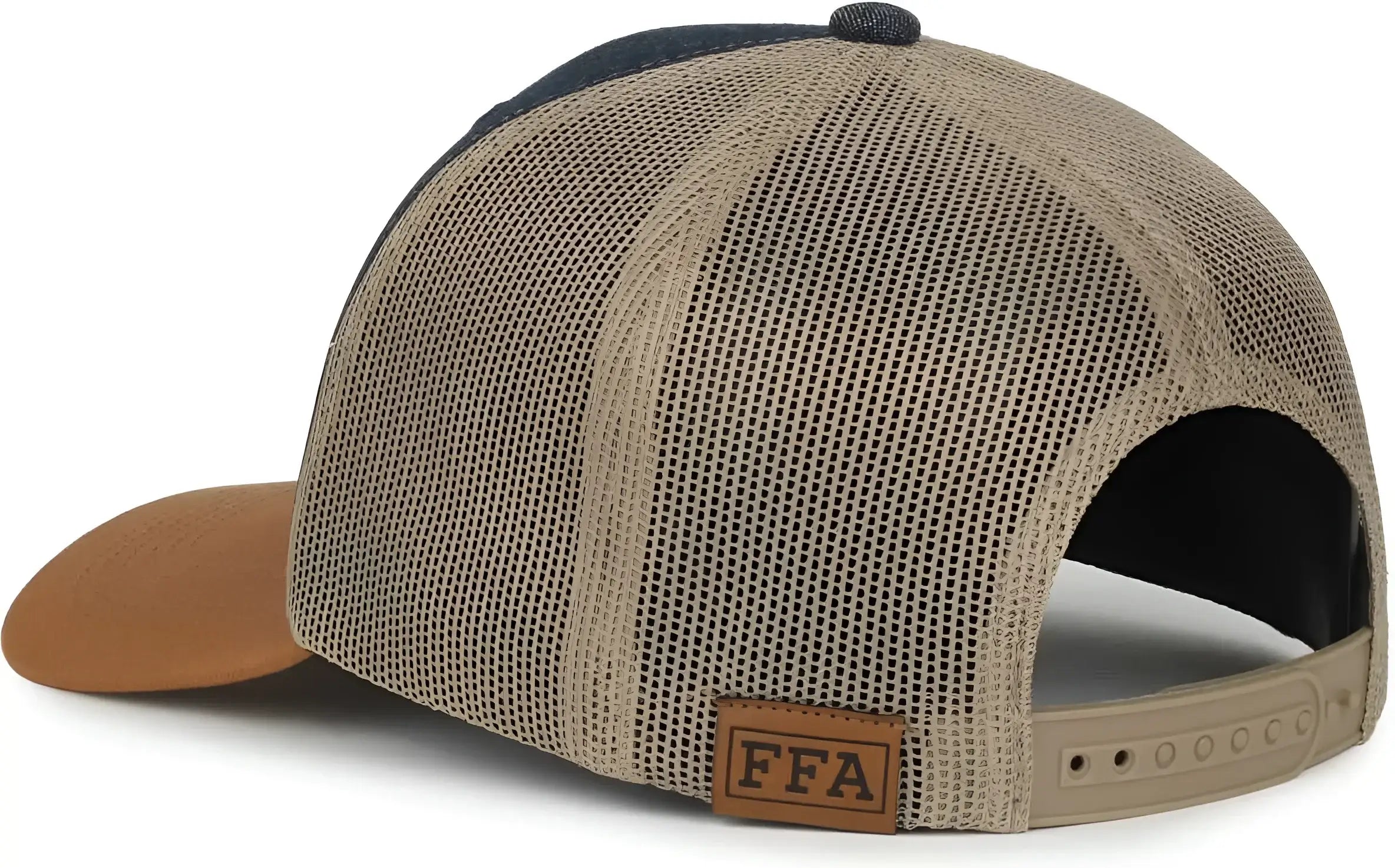OC Sports FFA-DNM FFA Denim Trucker Cap - Dark Blue Khaki Brown - Brown / OSFM