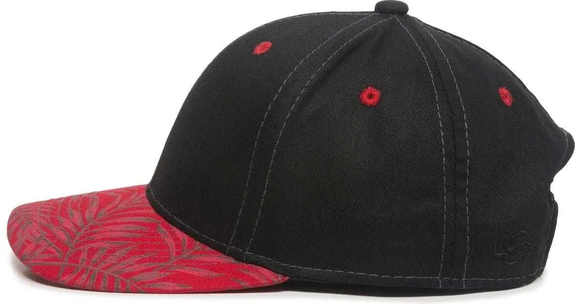 OC Sports FLR-100 Adjustable Cap - Black Red Tropical - Black Red / 6 7/8’’ - 7 1/2’’