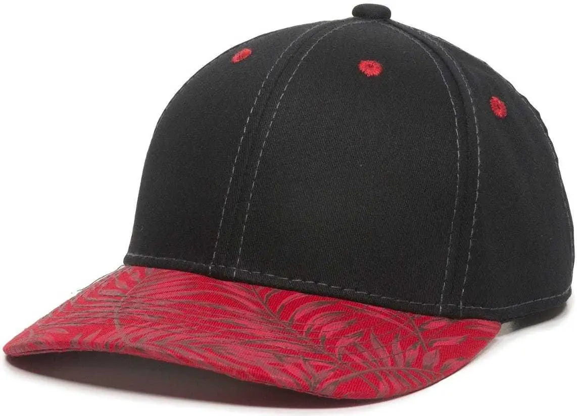 OC Sports FLR-100 Adjustable Cap - Black Red Tropical - Black Red / 6 7/8’’ - 7 1/2’’