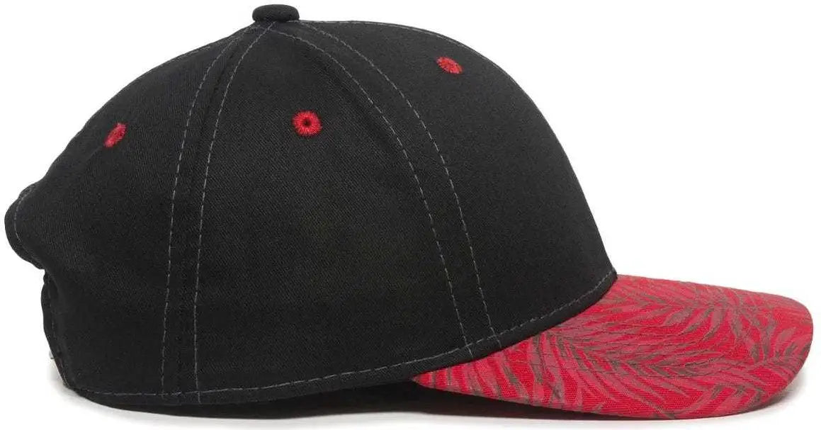 OC Sports FLR-100 Adjustable Cap - Black Red Tropical - Black Red / 6 7/8’’ - 7 1/2’’