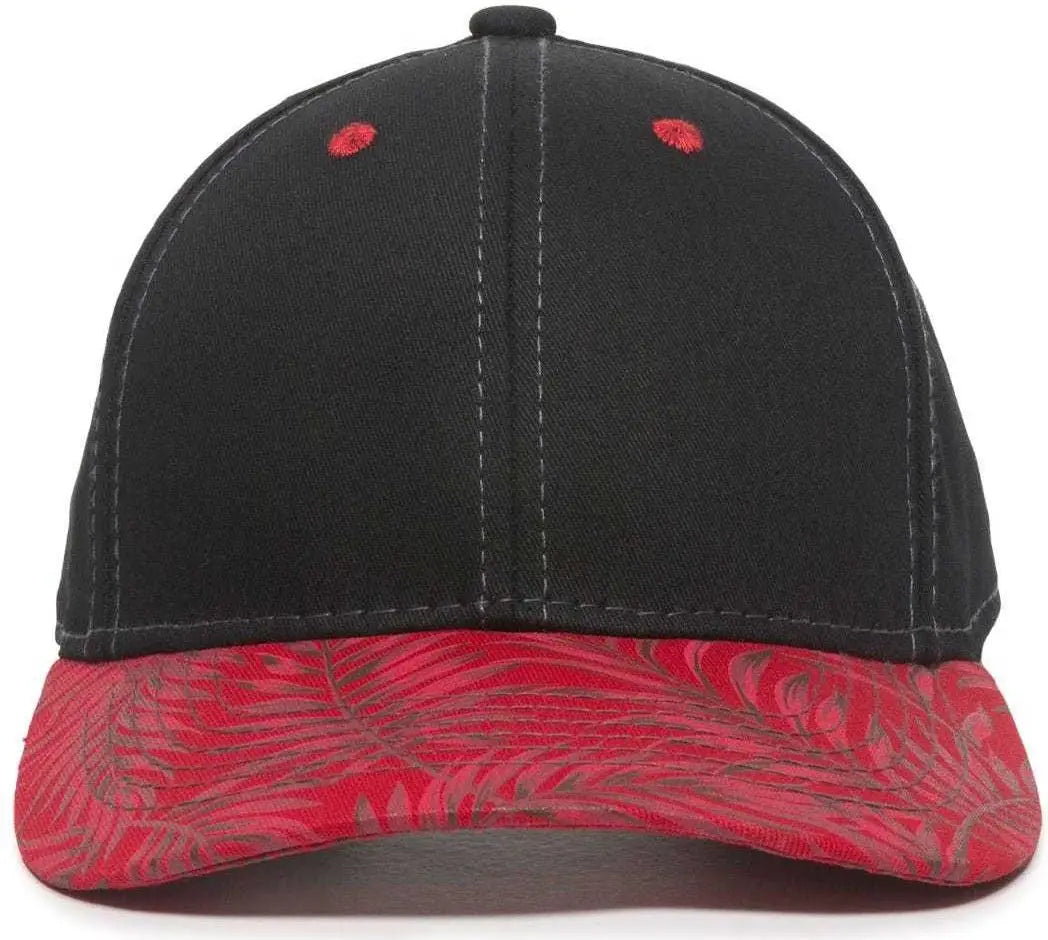 OC Sports FLR-100 Adjustable Cap - Black Red Tropical - Black Red / 6 7/8’’ - 7 1/2’’