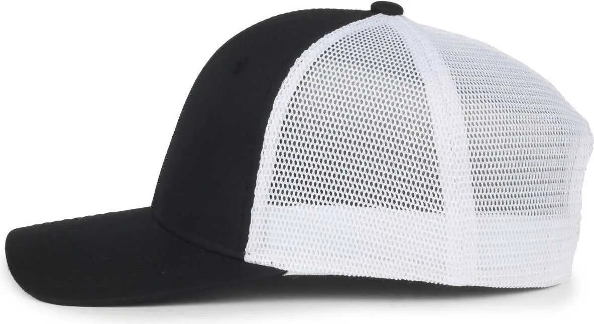 OC Sports FLX672M-E ProFlex Adjustable Sweatband Cap - E Black White - White / OSFM