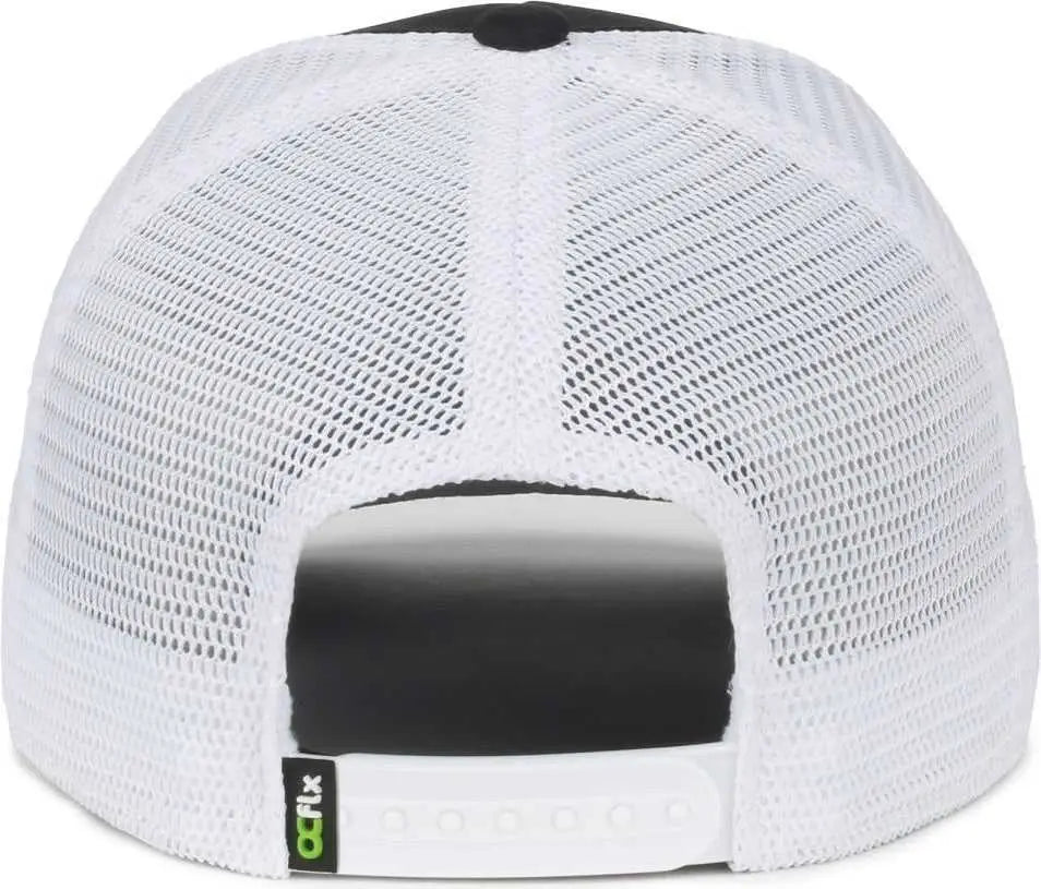OC Sports FLX672M-E ProFlex Adjustable Sweatband Cap - E Black White - White / OSFM