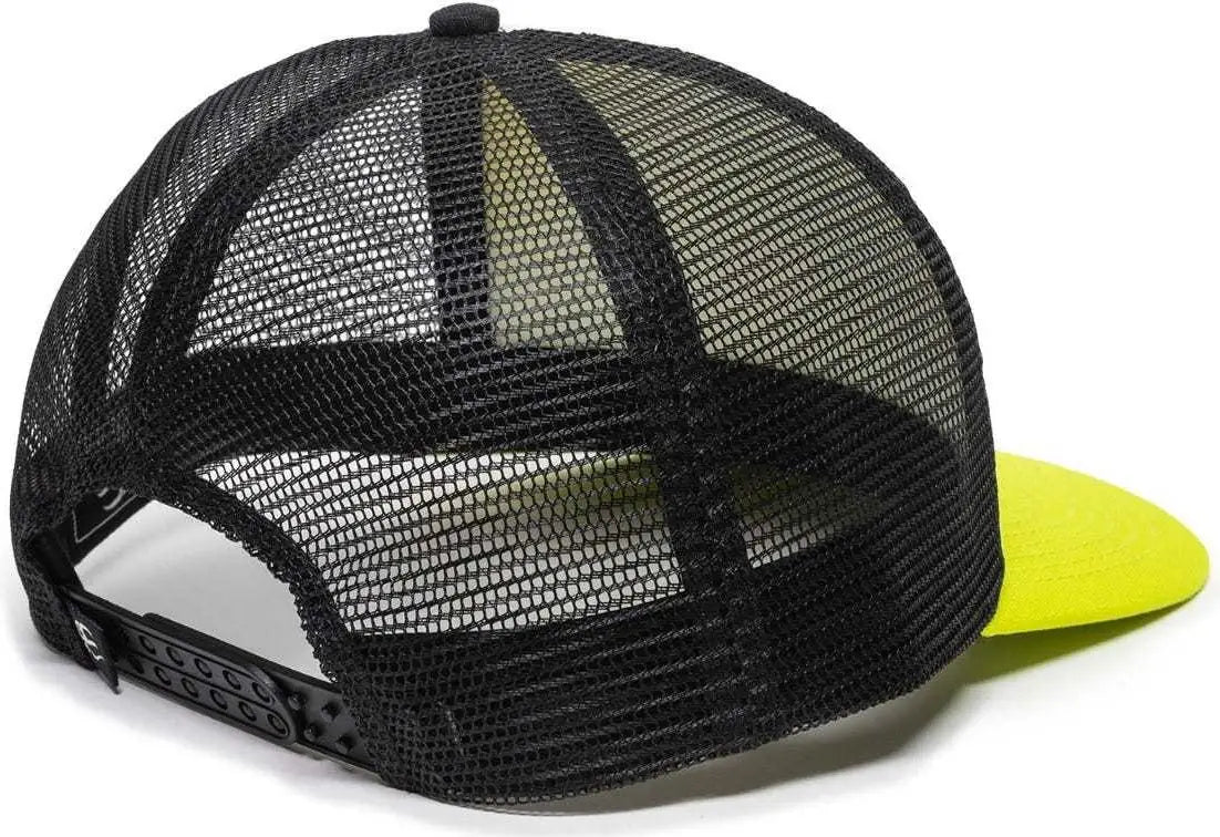OC Sports FOM-100 Adjustable Mesh Back Cap - White Black Neon Yellow - White Yellow / 6 7/8’’ - 7 1/2’’