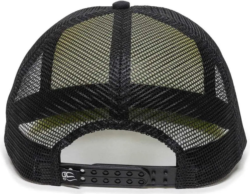 OC Sports FOM-100 Adjustable Mesh Back Cap - White Black Neon Yellow - White Yellow / 6 7/8’’ - 7 1/2’’